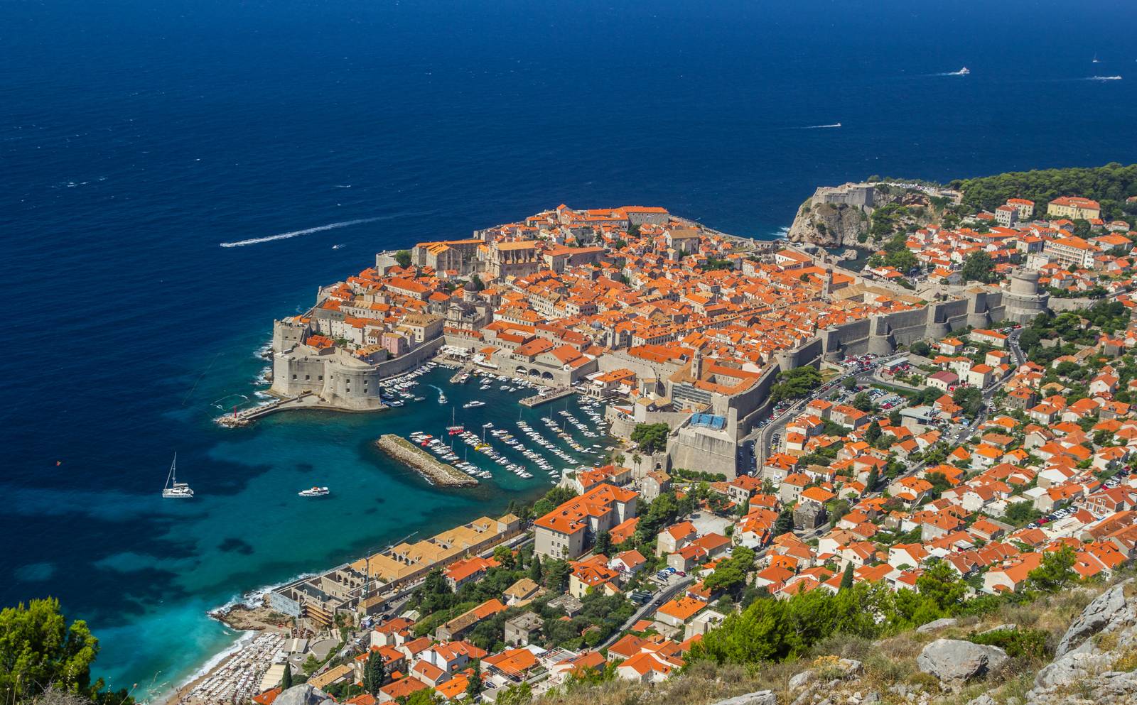 The walls and old town of Dubrovnik on the Adriatic